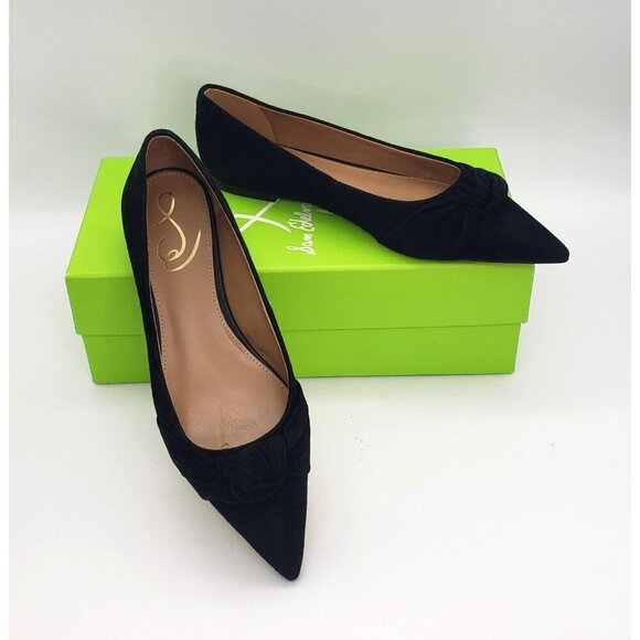 BNIB Sam Edelman Wheaton Black Suede Knot Accent Pointed Toe Flat Size 7.5 - Picture 7 of 15